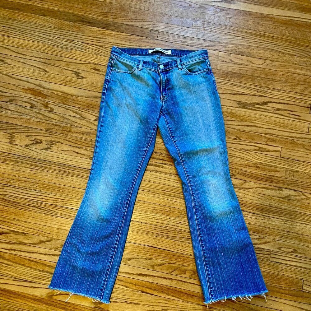 GAP Long Lean Stretch Flare Frayed Cut off Light Wash Low Mid Rise VTG y2k 2000